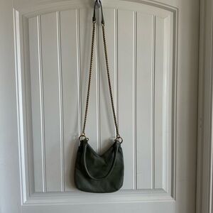 Anthropologie Olive Green Mini Bag with Gold Chain